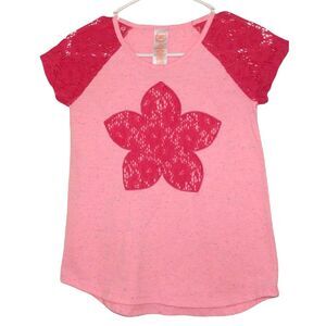 WONDER NATION girls large 10/12 pink t-shirt with crochet detail